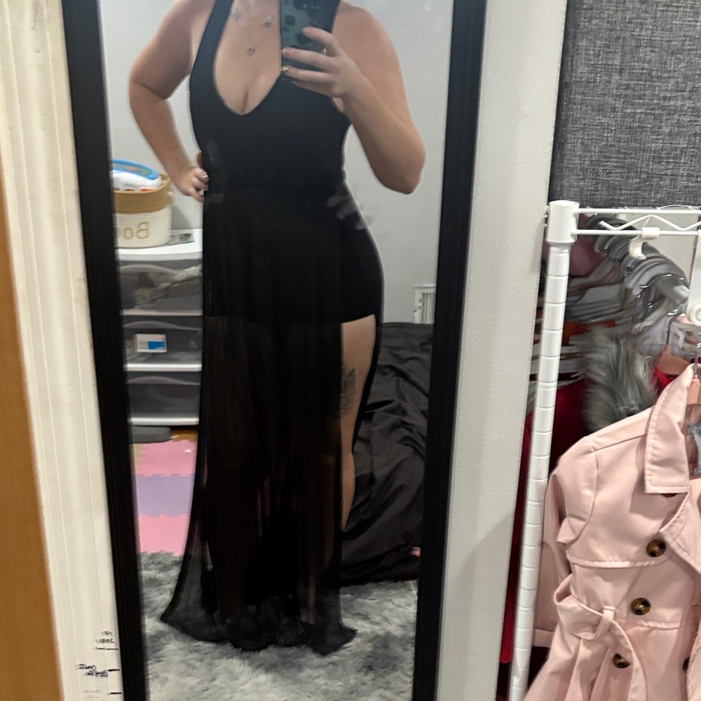 Elegant Black Halter Maxi Dress romper